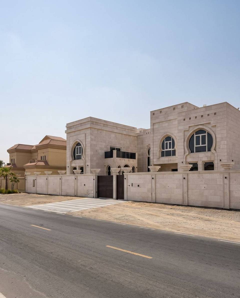 Villa (G+1) — stone-clad elevation — Kshishah 2, Al Rahmaniya