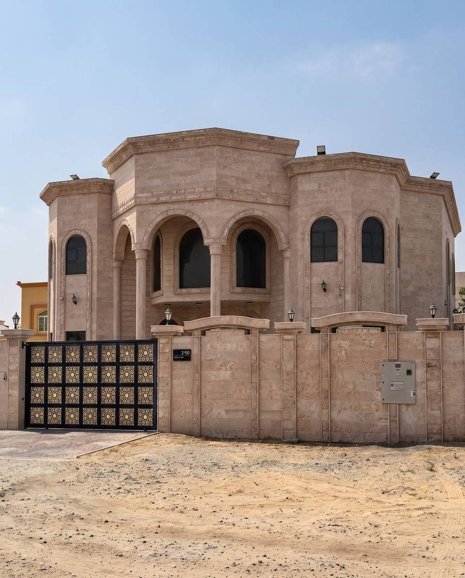 Villa — stone-clad elevation — Kshishah 5, Al Rahmaniya